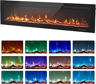 EUHOMY 72 Inch Electric Fireplace Wall Recessed and Wall Mounted with Ad...
