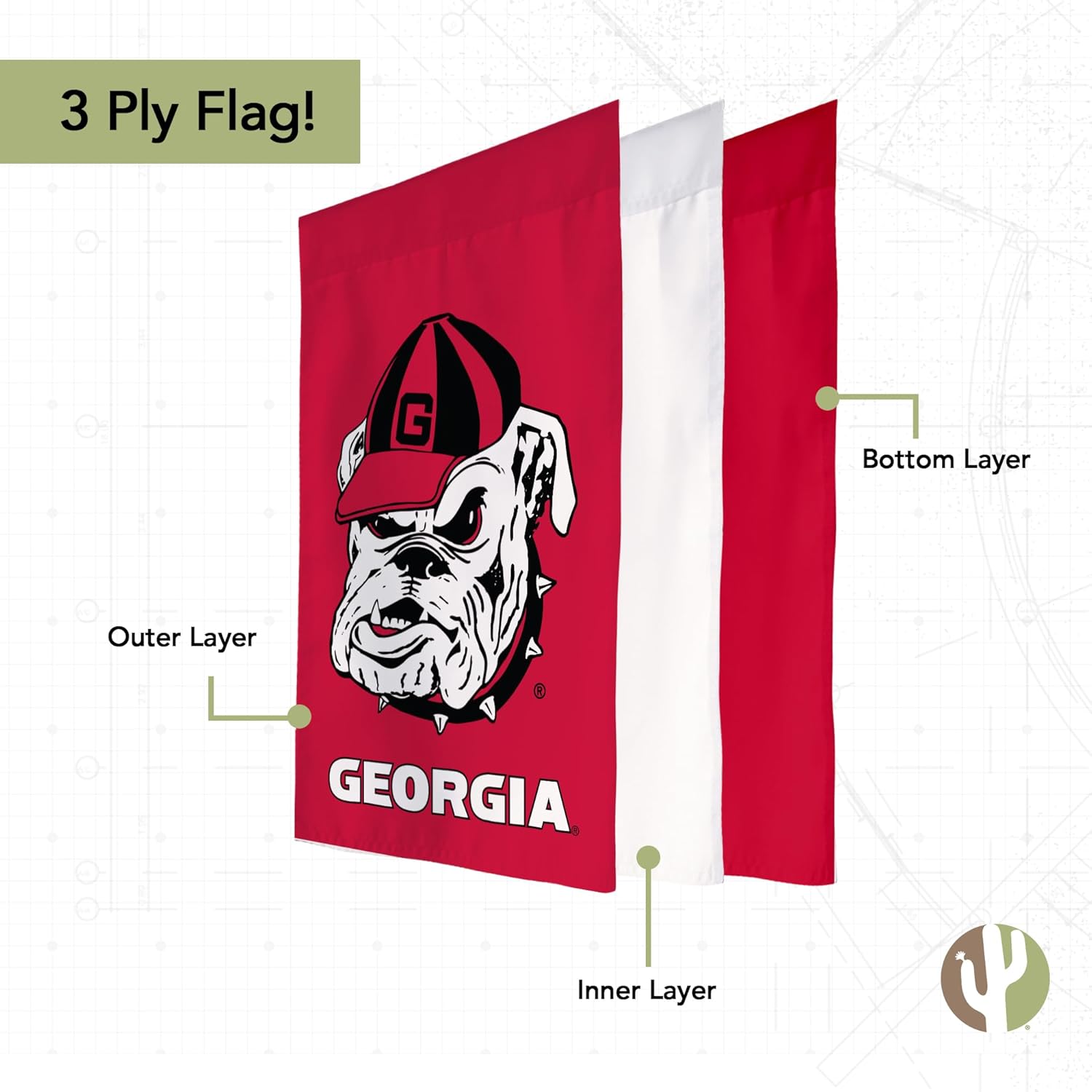 Desert Cactus University of Georgia UG Garden Flag – 19 x 12 inch Georgia Bulldogs Banner, For Outdoor Display and Events (Design S) - Image 4