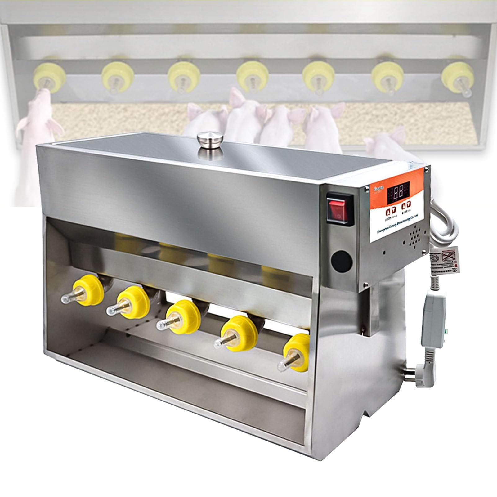 Comedero de leche para lechones de 15/20 L, agitación automática con simulación de sonido, máquina de lactancia de acero inoxidable para corderos y ganado pequeño, evita correr