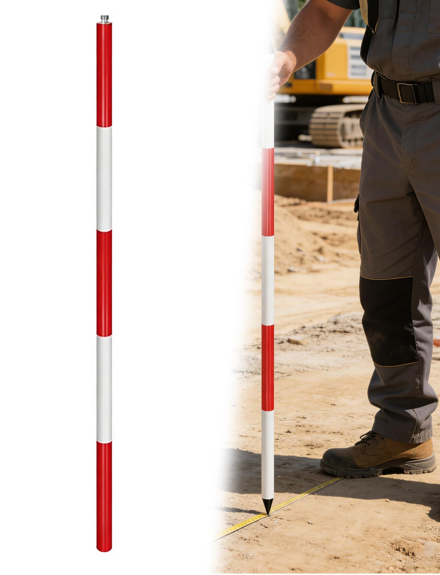 Poste de medición de Aluminio, Varilla de medición, Varilla de centrado Desmontable, Poste de medición para levantamientos topográficos, Marcado de Obras y Trabajos de medición de ingeniería