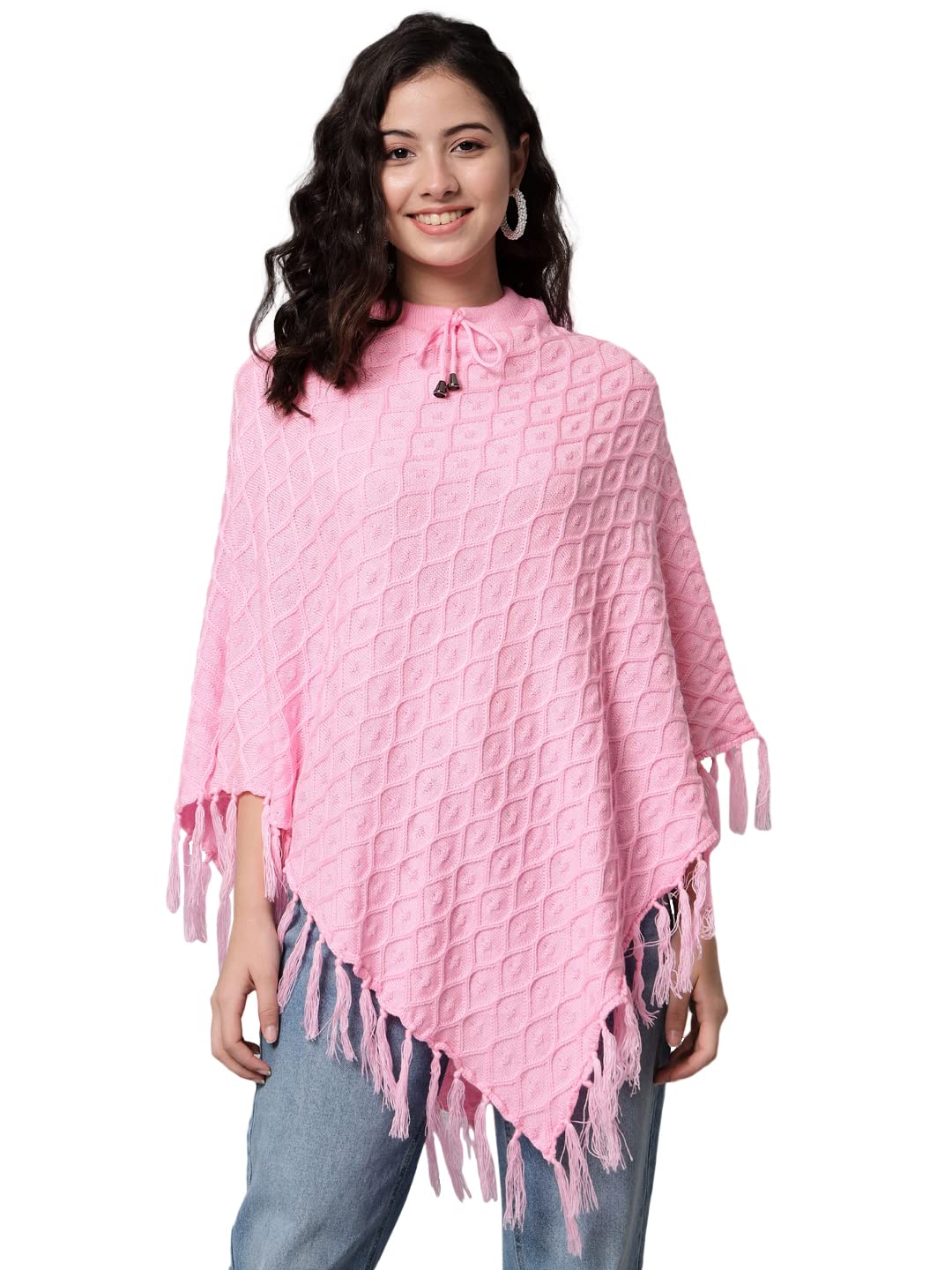 The Odonna Hot Pink Merino Wool Printed Cape