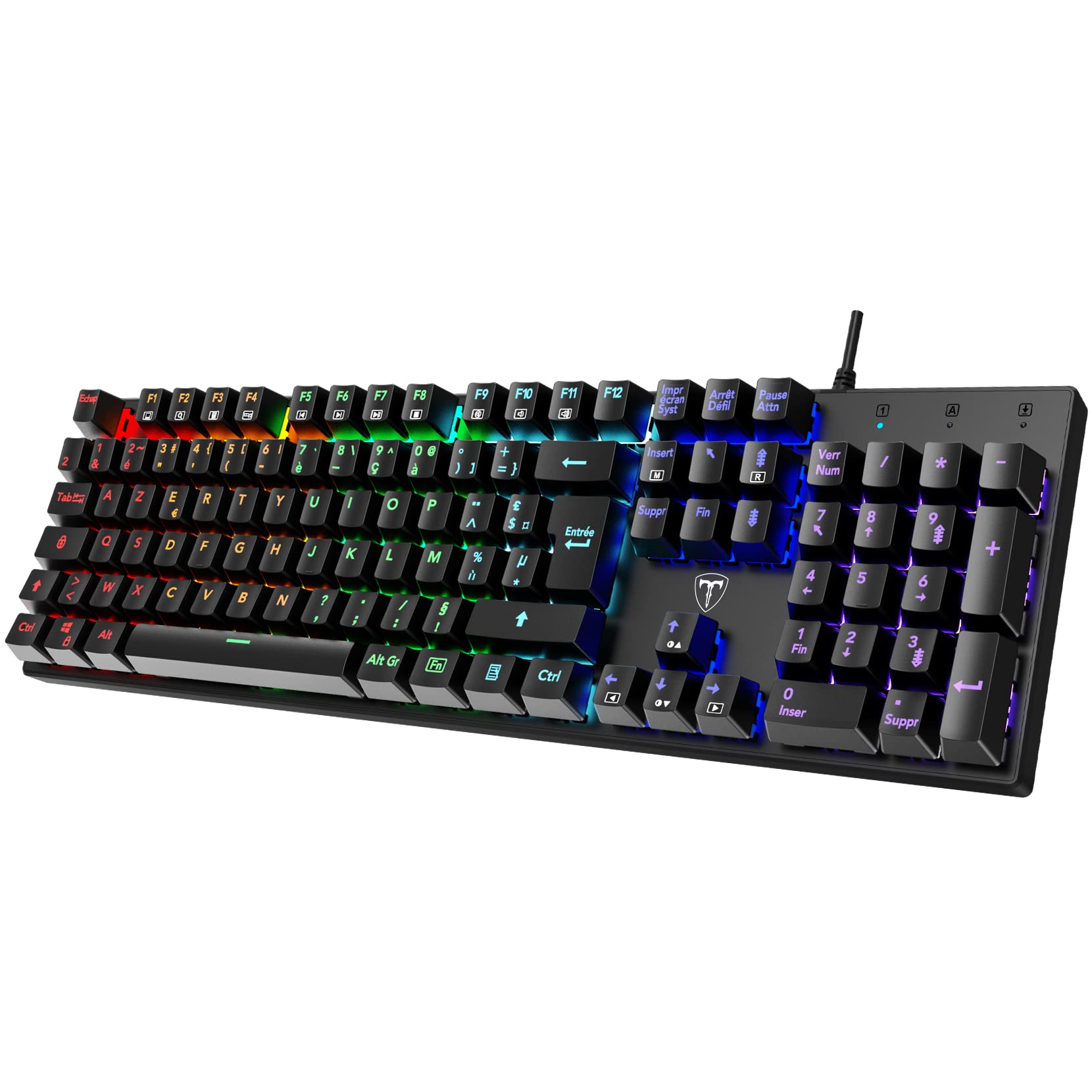 RisoPhy Clavier Gamer Mécanique,Clavier Gaming RVB Ultra Fin avec Blue Switches,Touches ABS Durables/Anti-Ghosting/Résistant aux Éclaboussures pour PC Mac Xbox Gamer-Nouveau 2023