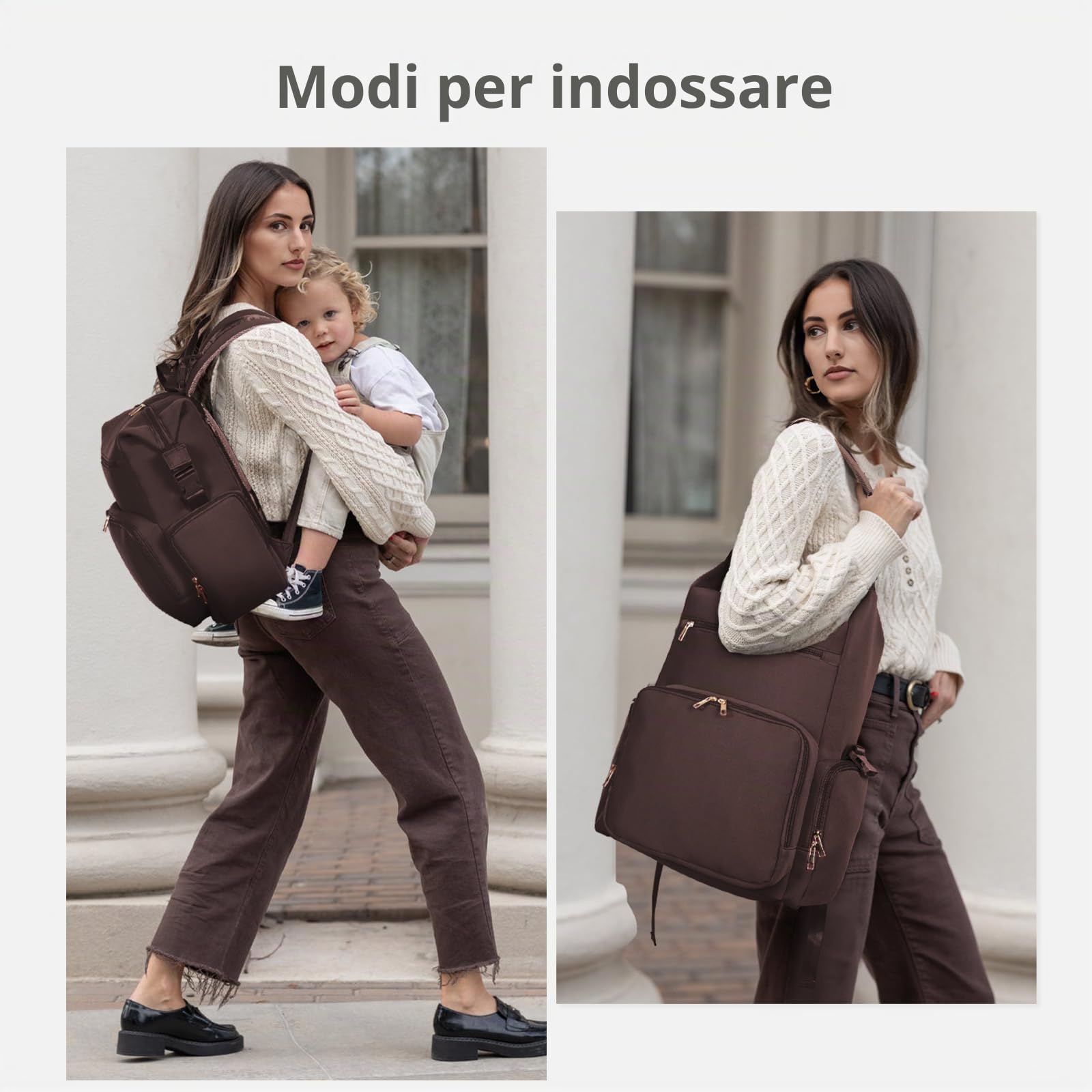 CEI-CEI Zaino Fasciatoio in Neoprene Impermeabile, Grande Capacità con Ampia Apertura, Tasche Termiche per Biberon, Fasciatoio Portatile Incluso, Zaino Multifunzione per Mamma e Papà