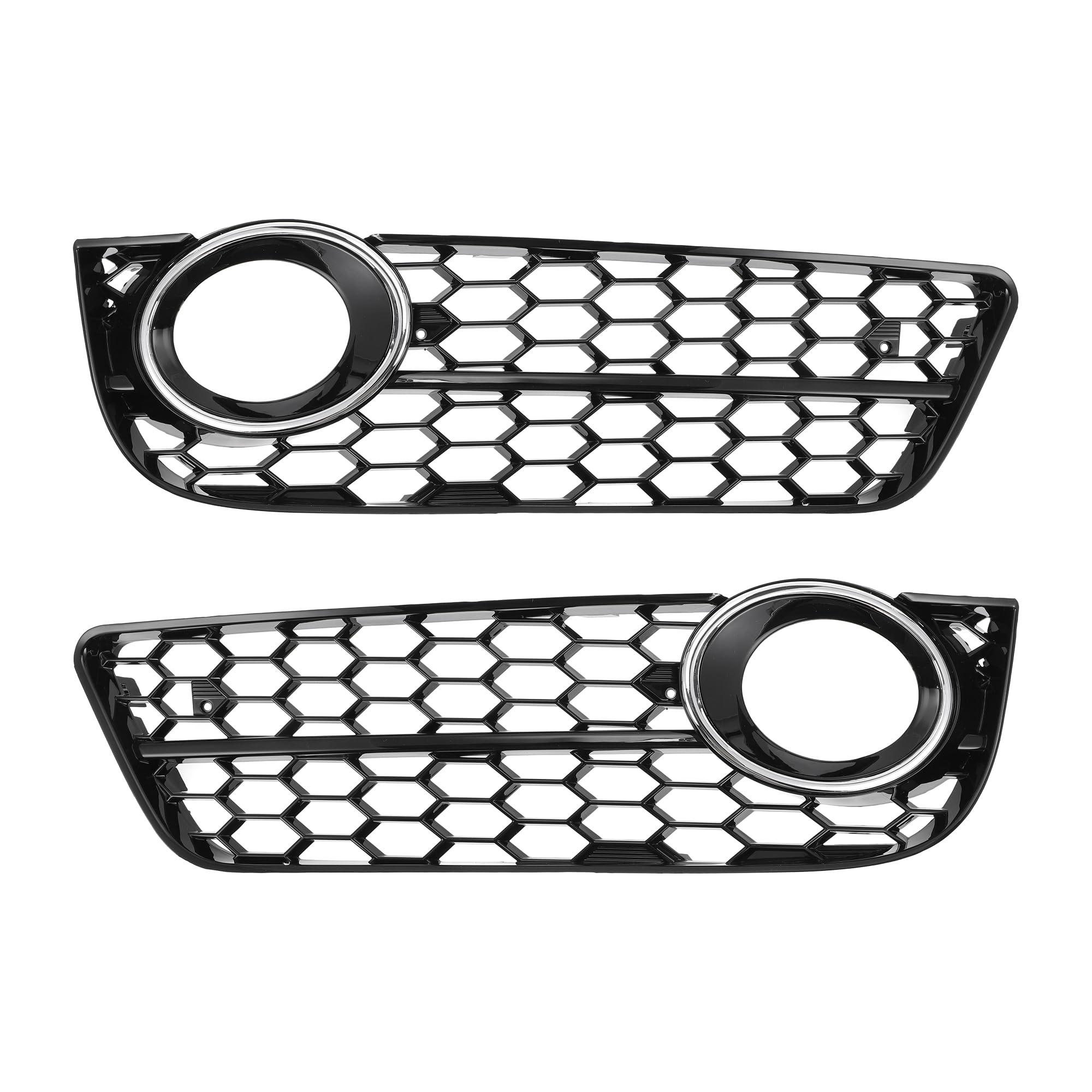 A ABSOPRO Griglia per Fendinebbia No.8T0807682/8T0807681 49.2x14.5cm Frontale Inferiore Copertura Inserti per Fendinebbia per Audi A5 2008-2012 ABS Nero Argento Tono