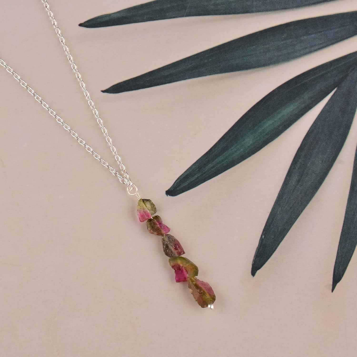 Natural Raw Bi Color Tourmaline Stone Rough Crystal Gemstone Dainty Women Pendant Necklace, Chakra Healing Crystals, Birthstone, Gift, 18 inch (bi-tourmaline) - Image 6