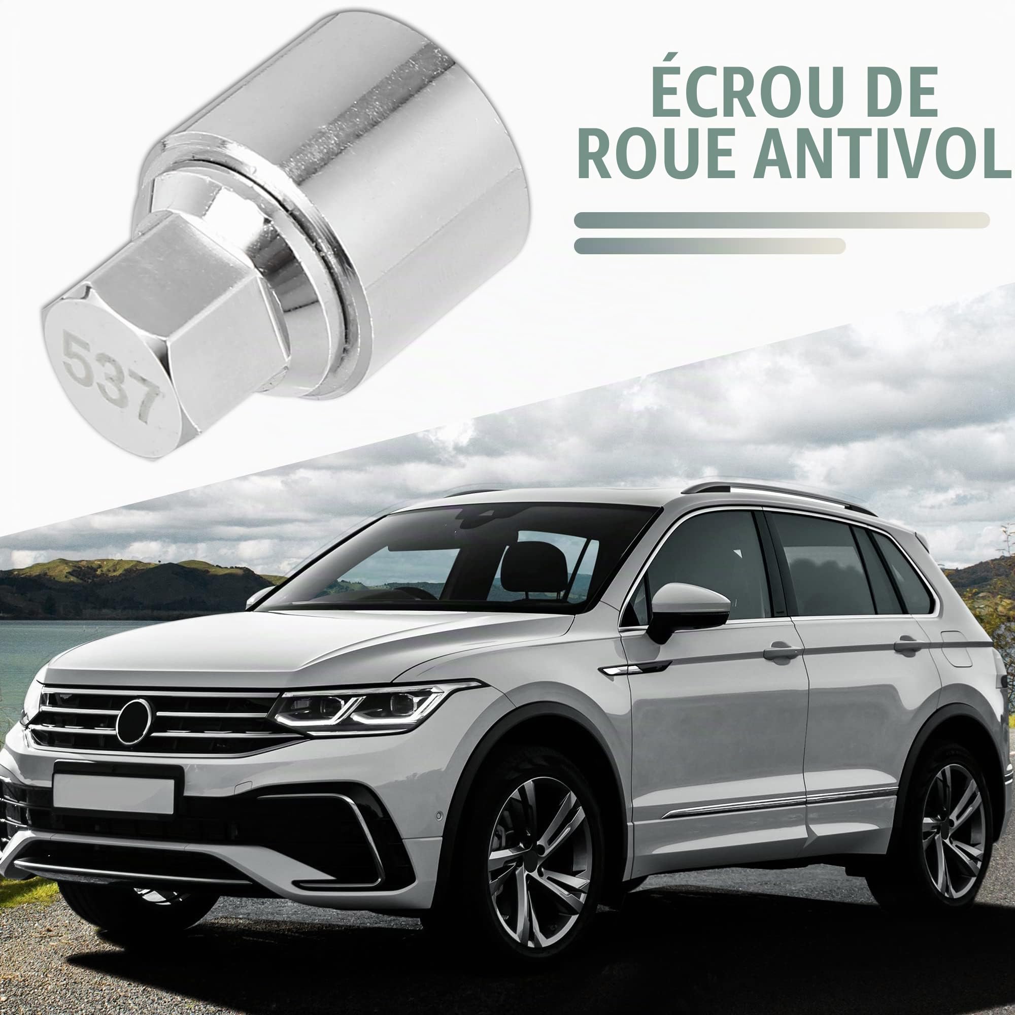 X AUTOHAUX 537 Clé Démontage Écrou Antivol Roue pour Volkswagen Touareg 1pc | Argenté, Métal, 4.1x2.9cm, Pour Scirocco Magotan Phaeton Tiguan, Non-OEM