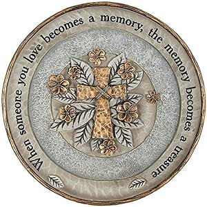 Carson Home Accents 10 Inch Resin Outdoor Decor Treasured Memory Garden Stone Plaque with Bronze Accents