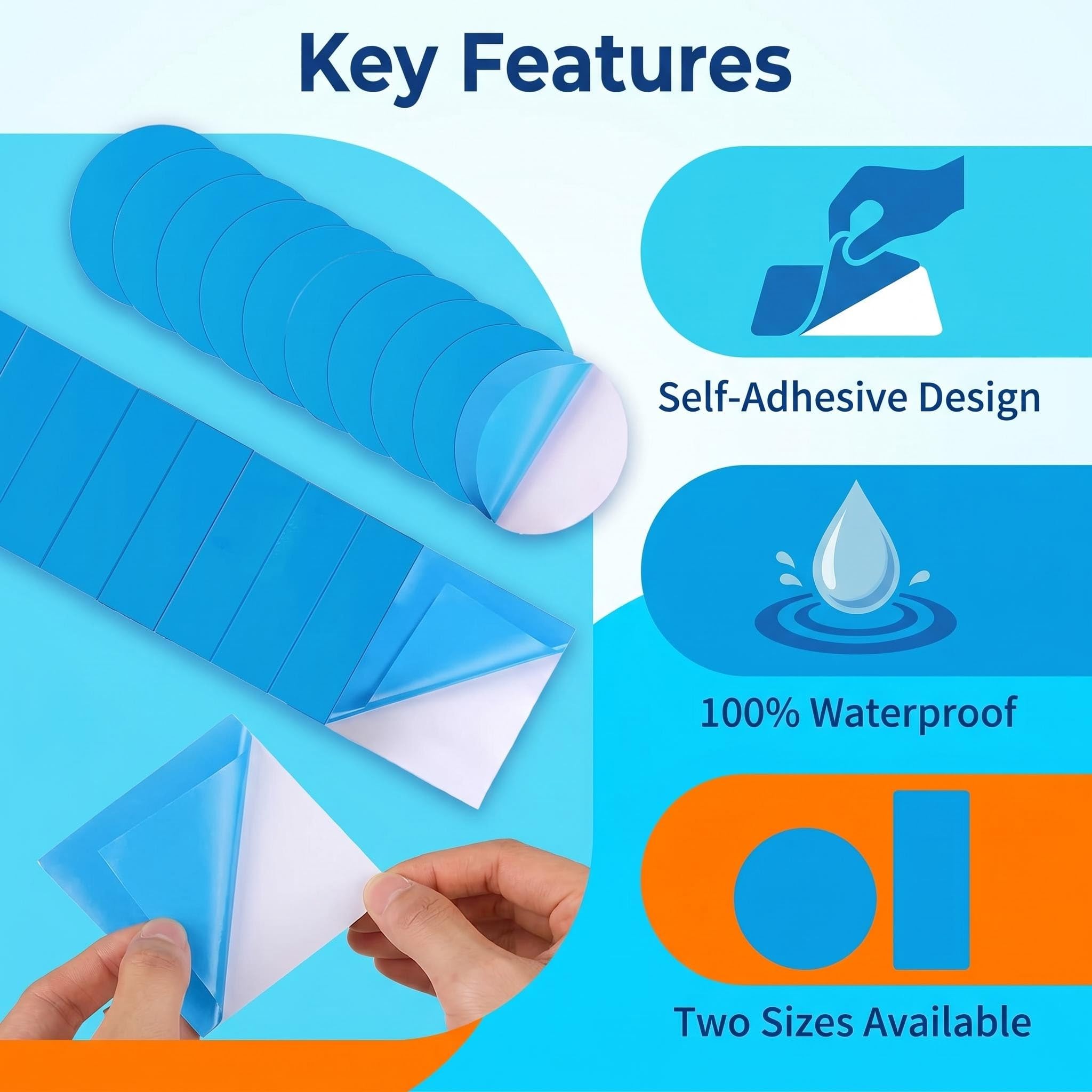 Kit Reparation Piscine Bleu 20 Pièces Patchs de Réparation Auto-Adhésifs en PVC pour Bateau Gonflable