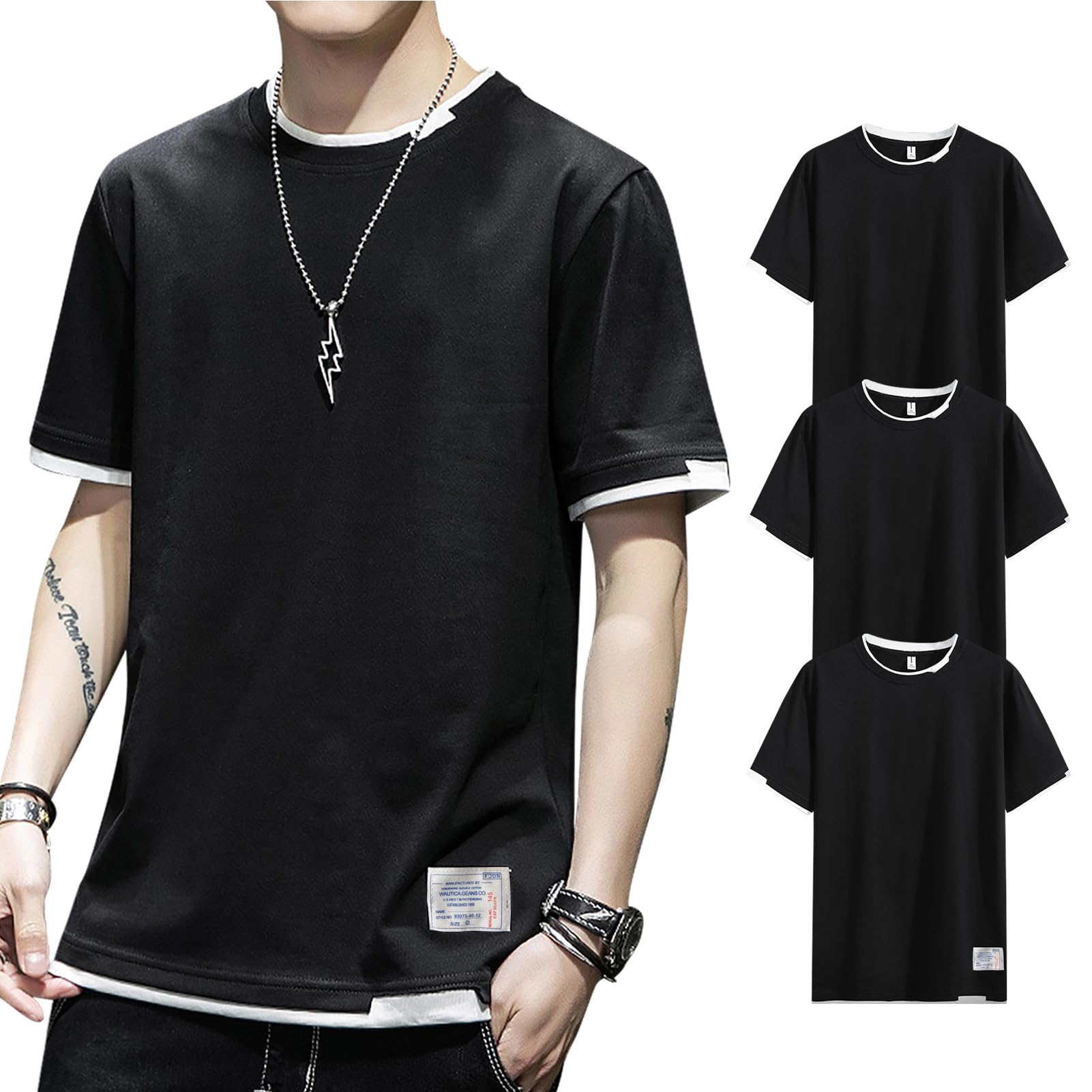 Pack de 3 Camisetas Hombre Manga Corta Cuello Redondo