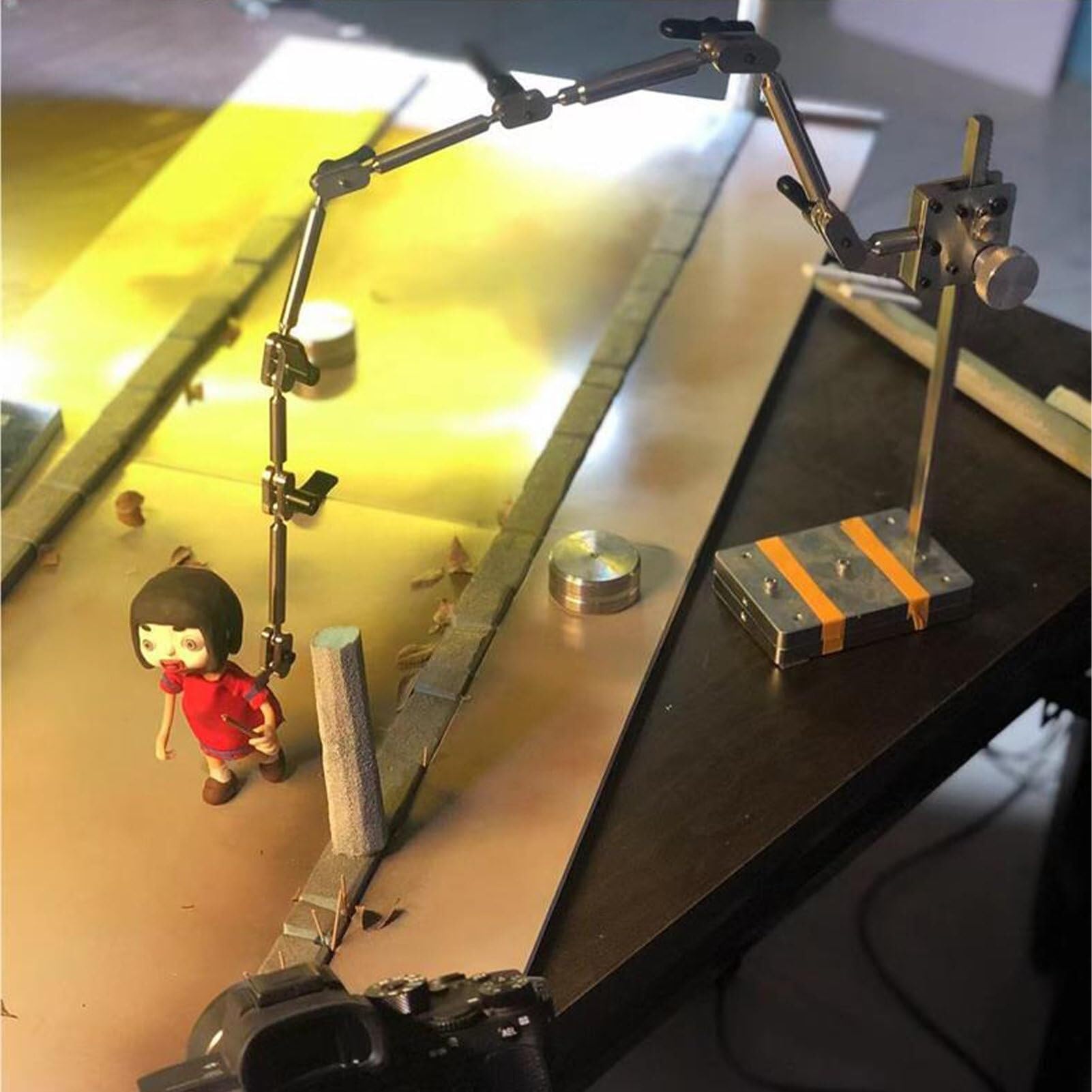 WLYPE Stop Motion Rig Arm,Stainless Steel Stop Motion Animation Kit with 5 Connectors, 25cm Arm Length, and 16 or 26cm Lifting Bracket for Studio Rigging System, for Action Figures & Models(H:26cm)