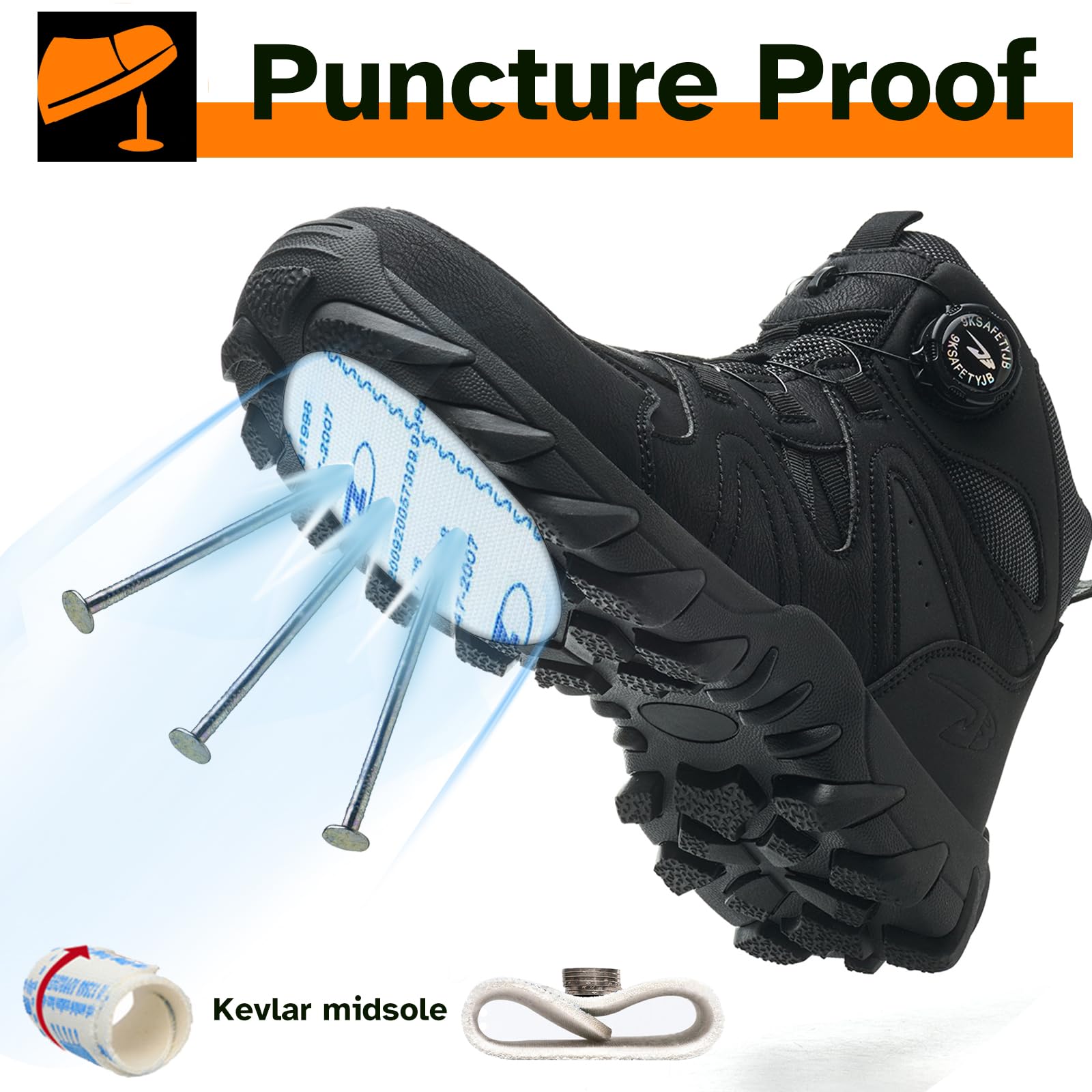 Zapatos de Seguridad Impermeable Botas de Seguridad para Hombre Mujer Impermeable Botas de Trabajo Punta de Acero Ligeras Zapatillas de Seguridad Antideslizantes
