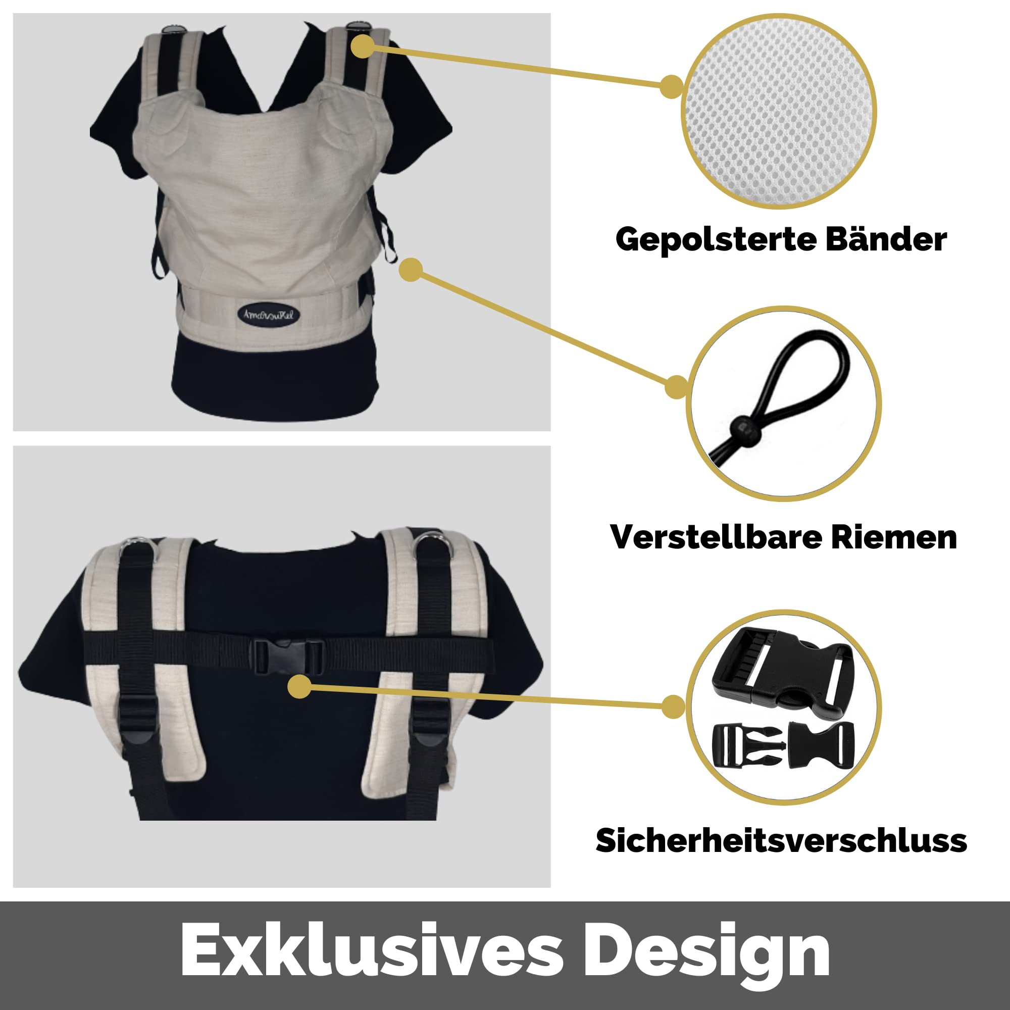 Amarsupiel - Babytrage Ergonomisch Von 4 bis 6 Monaten bis 3 oder 4 Jahre - Bequem und Einfach Anzupassen - Tragetuch aus Baumwolle - Organisch & Atmungsaktiv - Kindertrage Rucksack - Baby Carrier