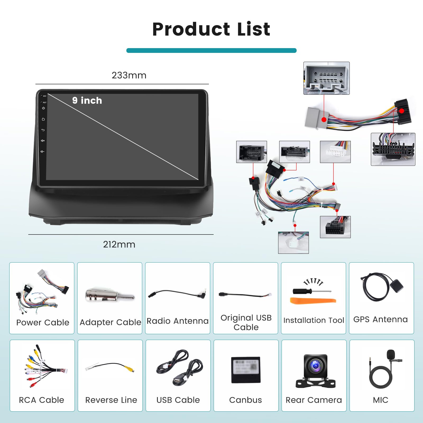 Hikity 2+64GB Android Radio para Ford Fiesta 2009-2017 Soporta Wireless CarPlay Android Auto, 9 Pulgadas Pantalla Táctil Estéreo Bluetooth Radio con WiFi GPS EQ FM/RDS SWC Cámara de Visión Trasera
