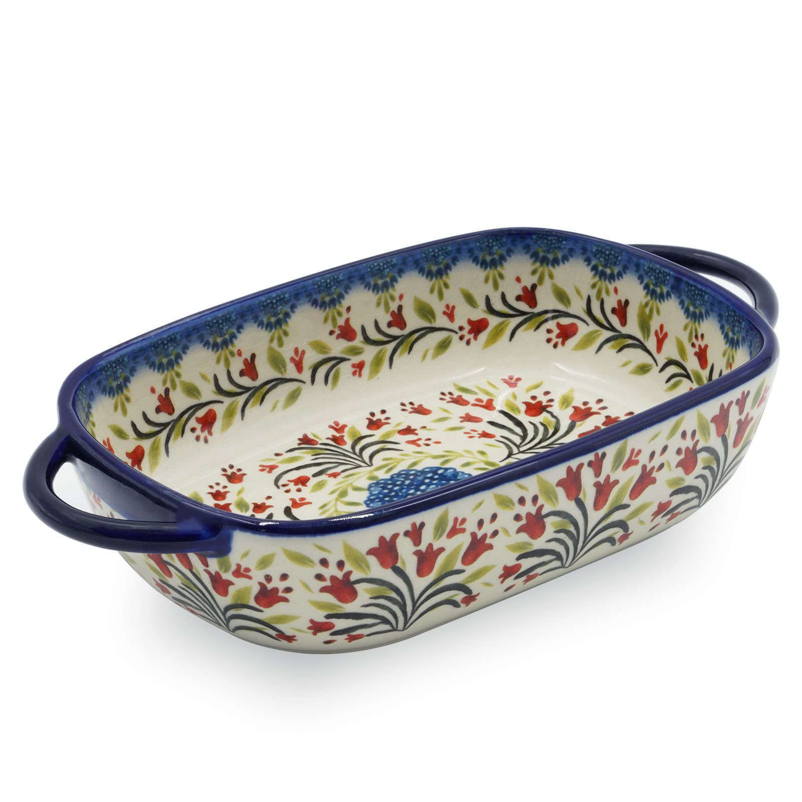 Ceramiczne naczynie do pieczenia do piekarnika, małe naczynie do zapiekania z uchwytami, piekarnik ceramiczny do pieczenia - tulipan-prostokąt 700 ml