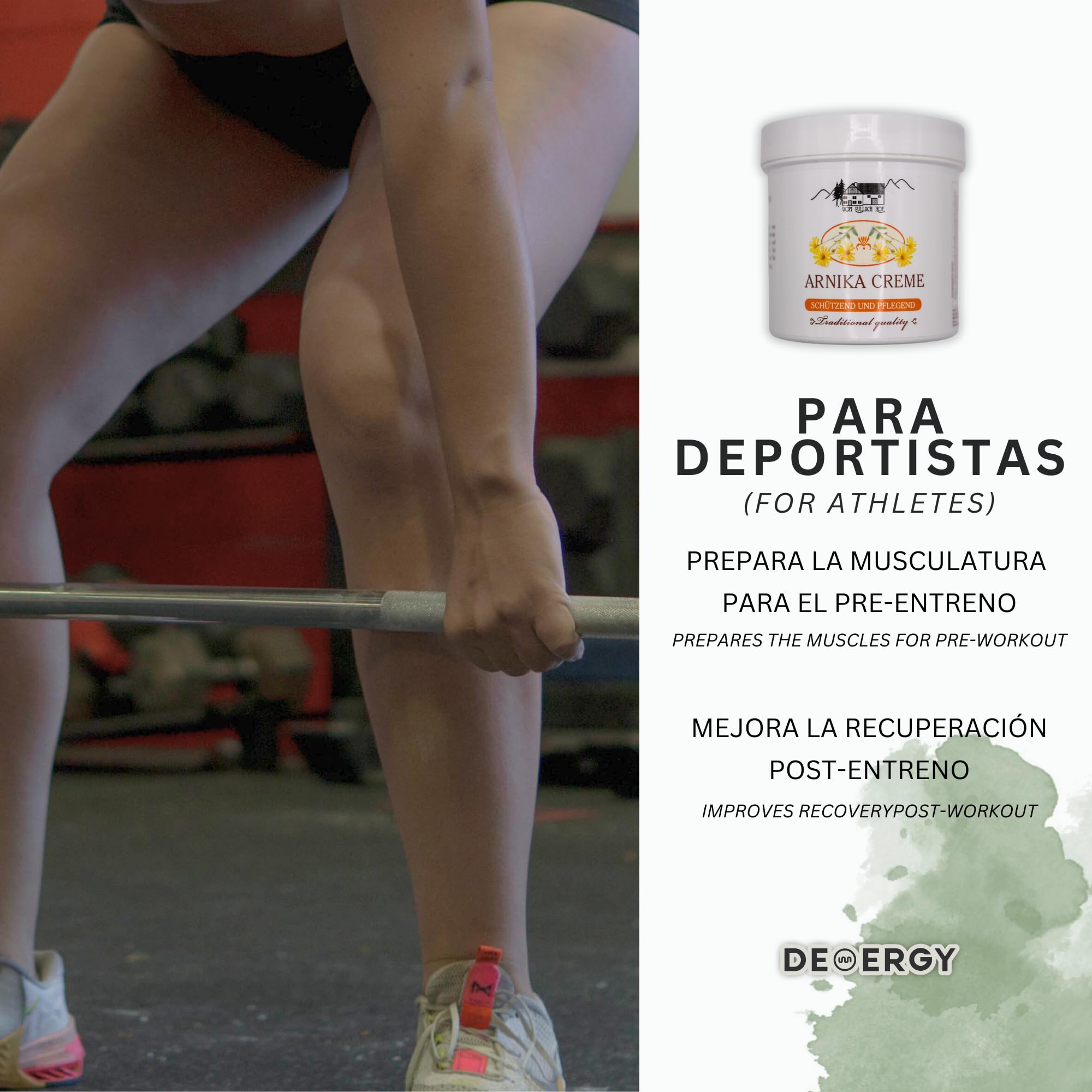 DEMERGY® Sin Dolor Crema Arnica Antiinflamatoria Nueva Formula, Producto Aleman | Elimina Dolor Muscular Articulaciones | Potente Crema Piernas Cansadas y Deportistas Unisex – Todas las edades