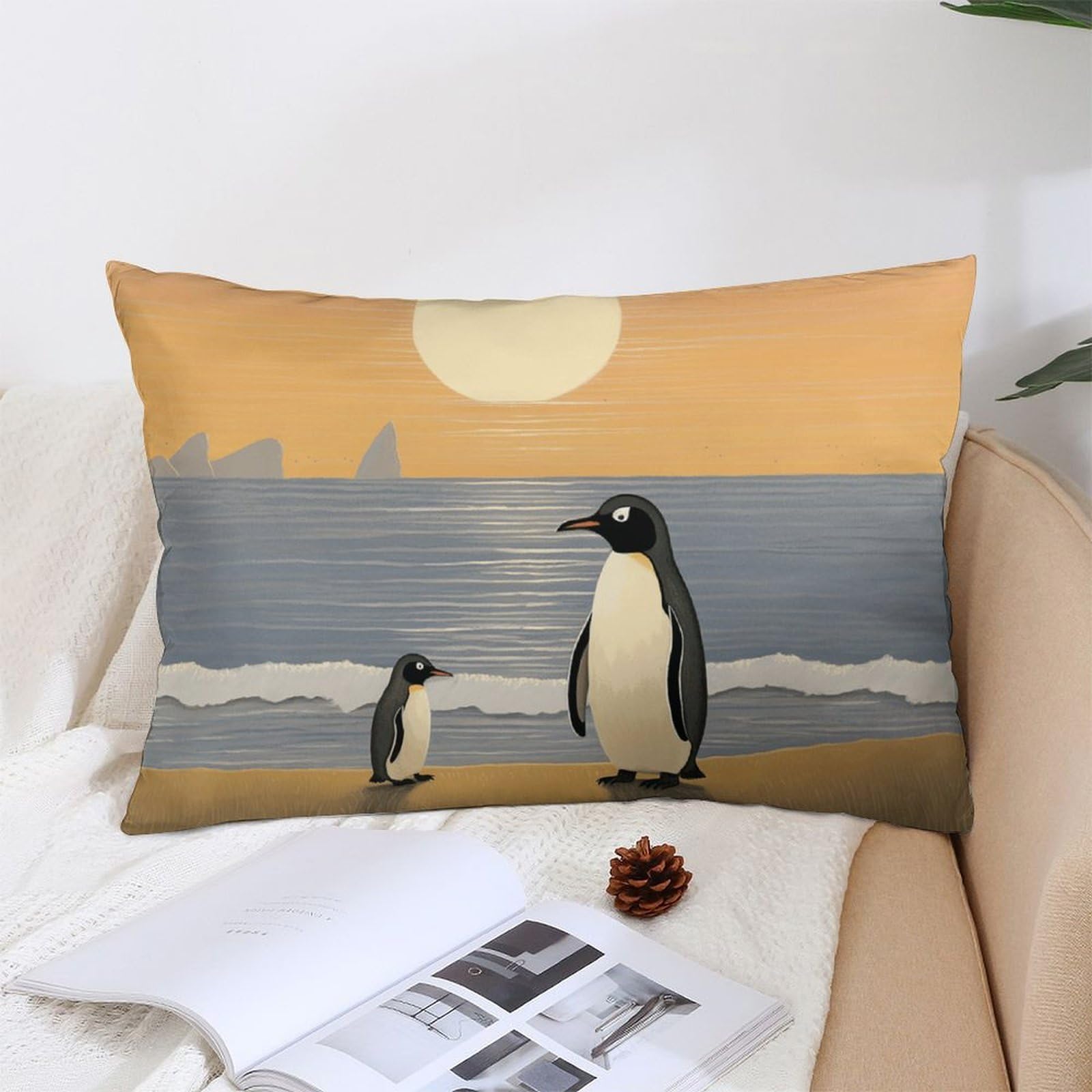 NTVOWPZO Decoration Throw Pillow Covers 12 "x20 Pillowcases Covers Two Penguins Pictures Soft Pillowcases Modern Farmhouse Home Decor Sofa Cushions Covers for Couch Bed Living Room