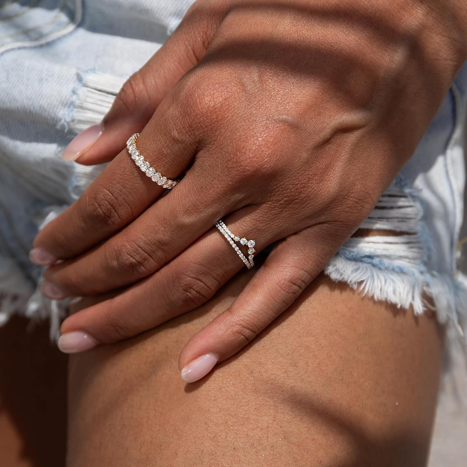 STORYJEWELLERY 1.4mm 1.8mm 2.25mm Stackable Rings for Women, Gold Plated Wedding Bands for Women, Eternity Band Rings, Cubic Zirconia Ring, Gifts for Her - Image 3