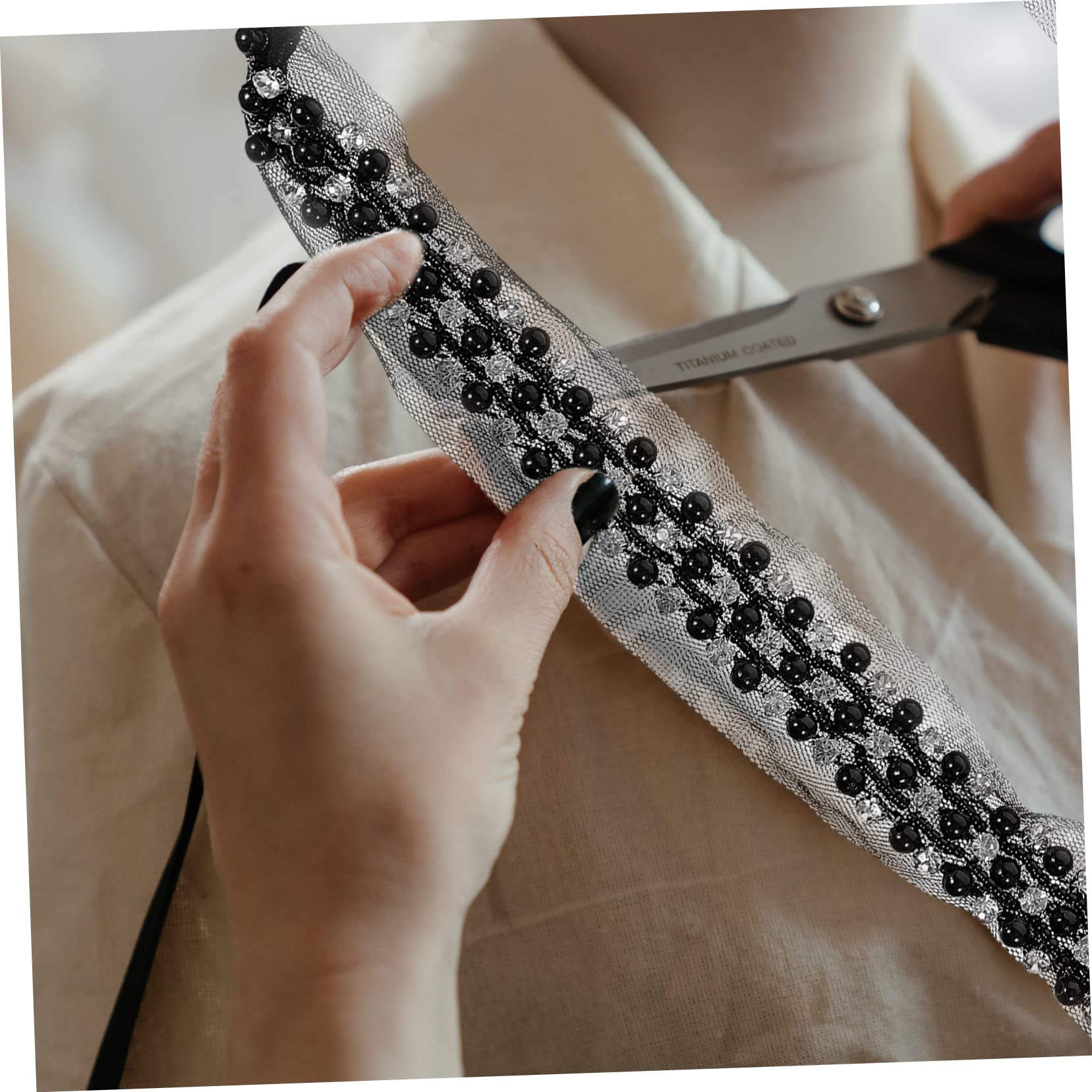 NUOBESTY 5piezas Cinta De Encaje Perlas Para Costura Adorno Decorativo Para Ropa Manualidades y Bodas Perlas
