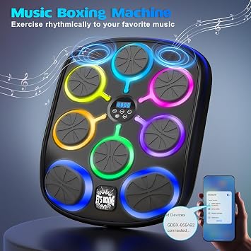 Music Boxing Machine, Smart Music Punching Machine for Adults Kids, Bluetooth Music Sync, Wall-Mounted Workout/Training Equipment with Boxing Gloves, Suitable for Home Gym Office Indoor Exercise