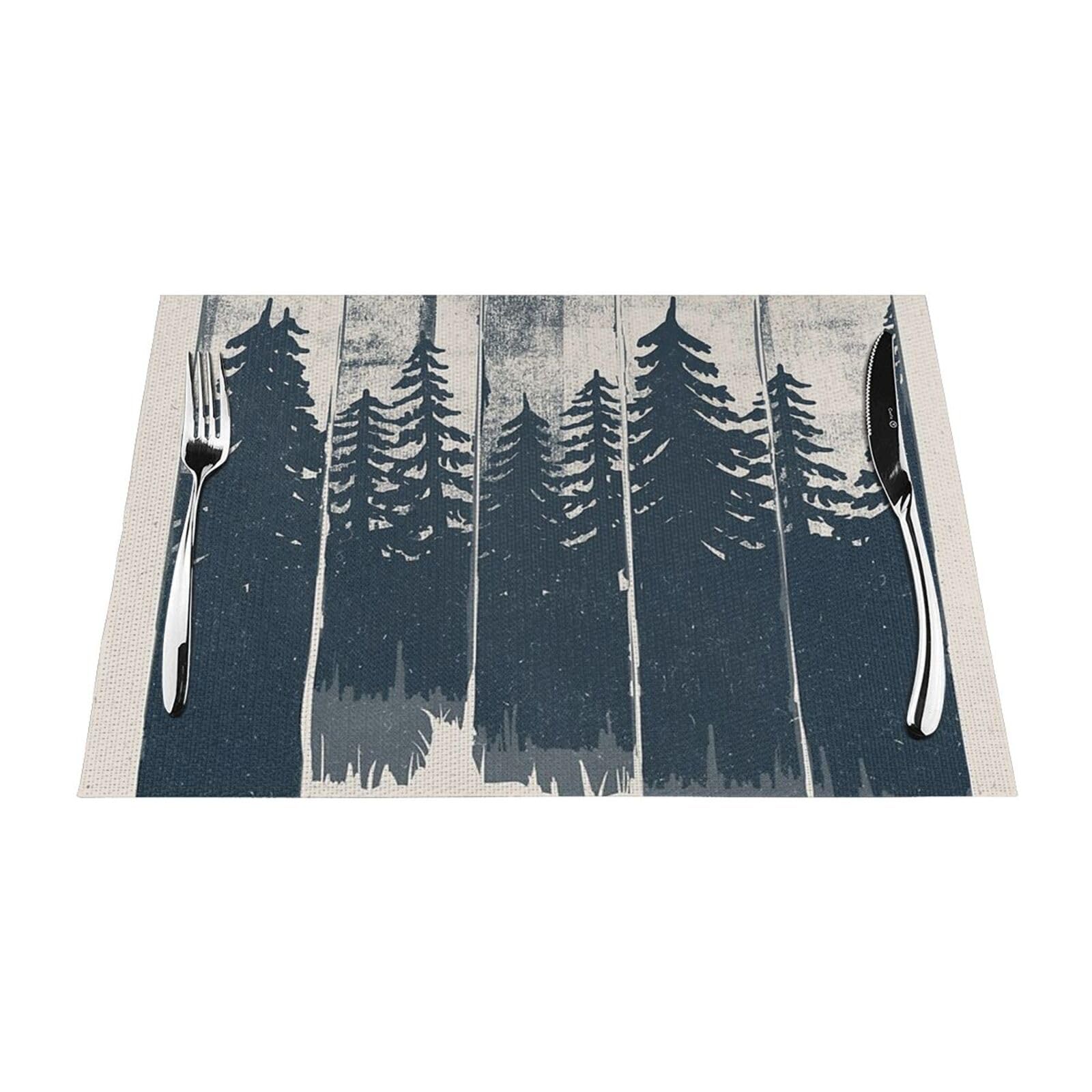 PVC Placemat Set of 1 PCS, 45x30 CM, Wilderness Fox Art Printed Non-Slip Heat Resistant Place Mats for Kitchen Dining Table Indoor Outdoor