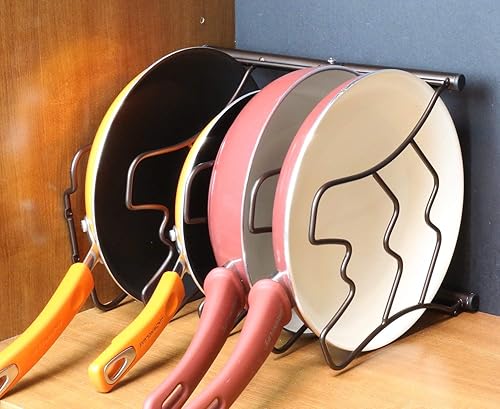 Miniatura 3 de DecoBros - Estante organizador de sartenes para encimera de cocina bronce