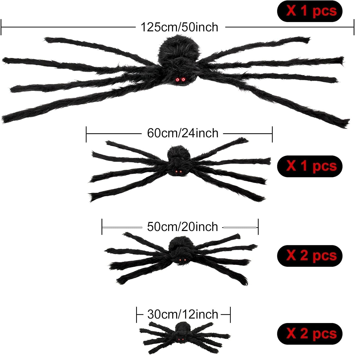 Colovis 6 Pcs Large Scary Halloween Spider Decorations for Outdoor, Yard