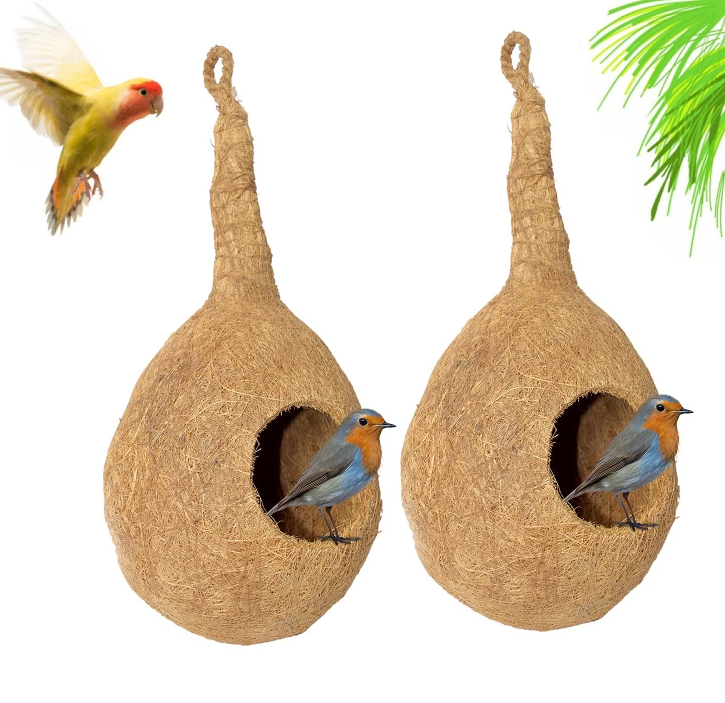 Ekan Bird Nest House for Cage Birds Sparrows Chidiya Ka Ghonsla Birds House Hanging Set of 2 for Indoor Outdoor (Big, Brown) (B0B46D6ZNQ) Amazon Price History, Amazon Price Tracker