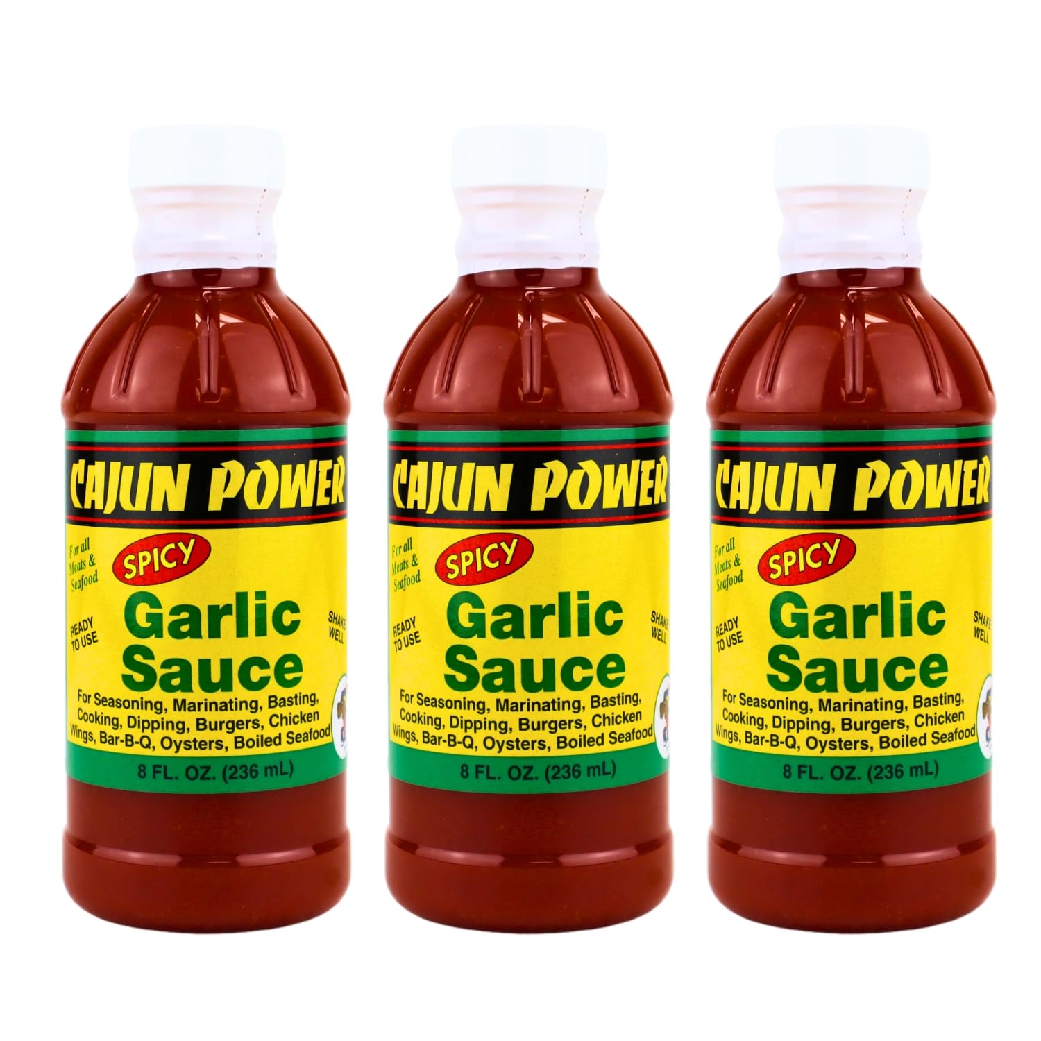 Cajun Power garlic sauce - Authentic Louisiana Flavor, Gourmet Cooking Sauce, Perfect for Cajun Recipes, Marinades, Grilling, and Dipping (3 Pack, Spicy Garlic)