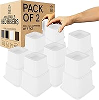 Vista 18 de Home Intuition Elevadores de cama ajustables resistentes de 3, 5 u 8 pulgadas, paquete de 4 (negro con USB)