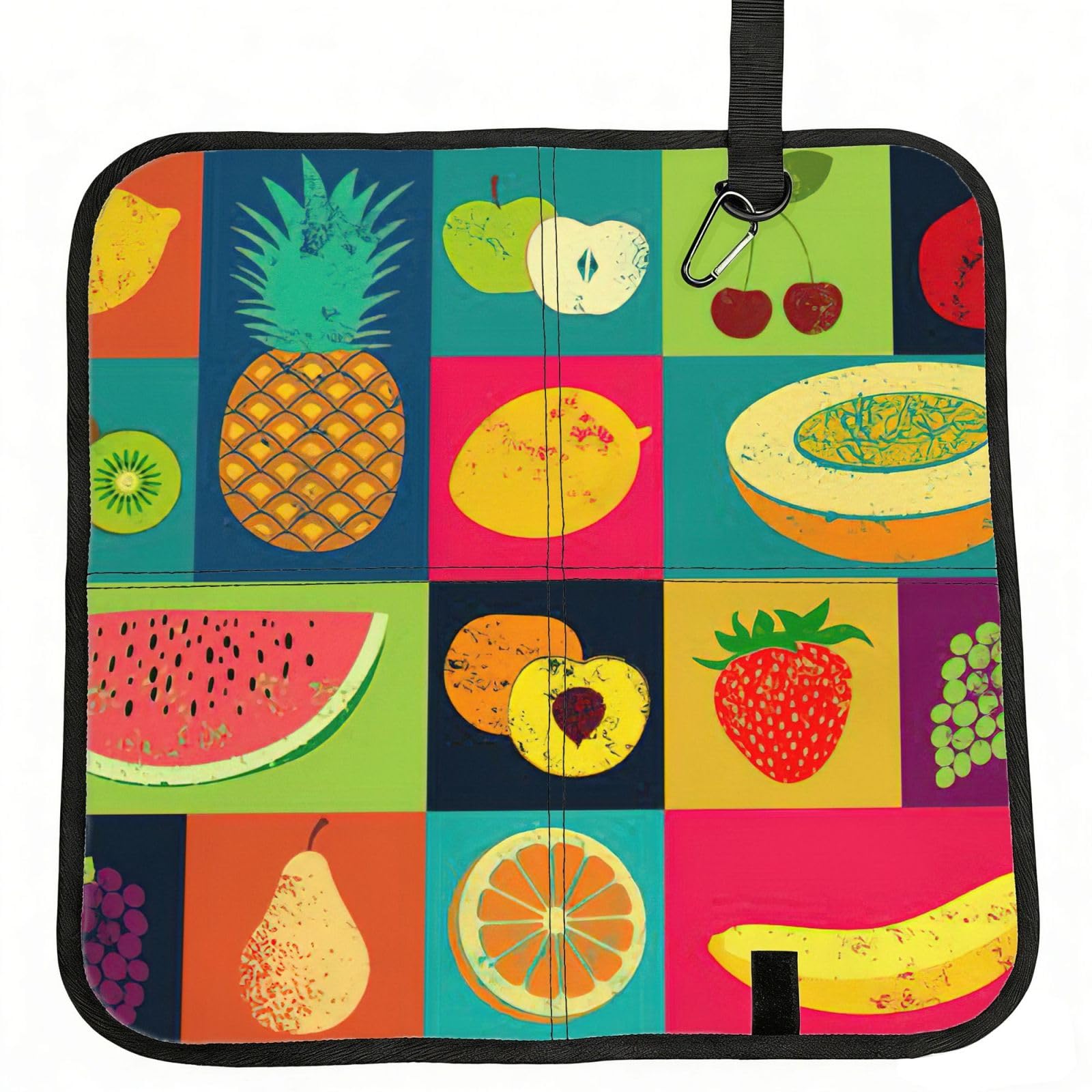 AYYQWE Art Style Fruit Print Foldable Seat Cushion Portable Chair Pad Office Commuting Picnic Camping Outdoor