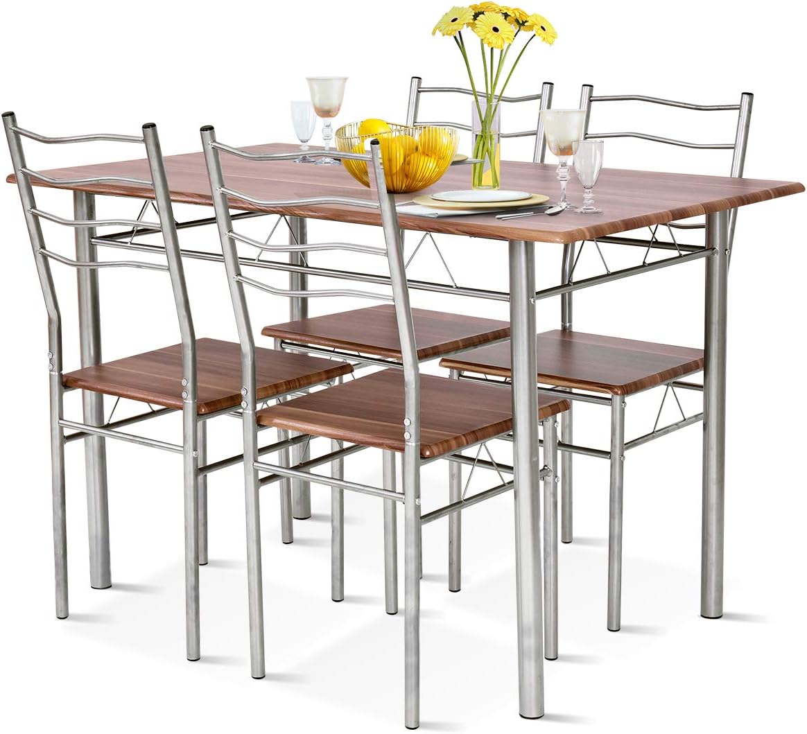 GIANTEX Essgruppe Esstisch mit 4 Stühlen, Esszimmergruppe Kleiner