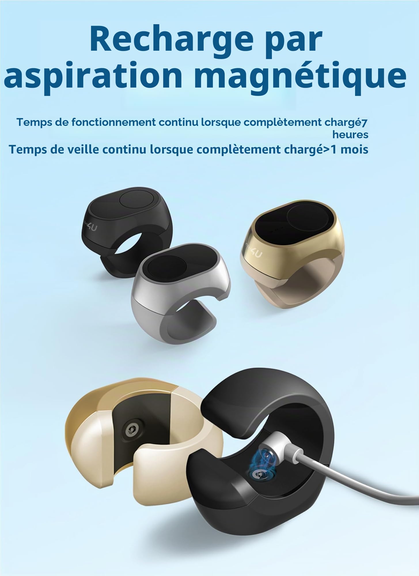 Bague de défilement Bluetooth pour TikTok, Appareil photo, Retourneur de Page - pour iPhone, iPad, tablette, iOS et Android - Noir