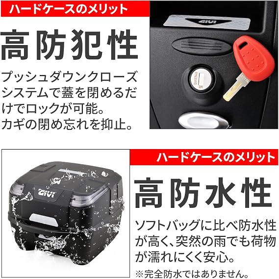 GIVI ジビ Motorcycle Rear Box, Monolock, 33L ATLAS Series B33N2MD, Smoke Lens 31432