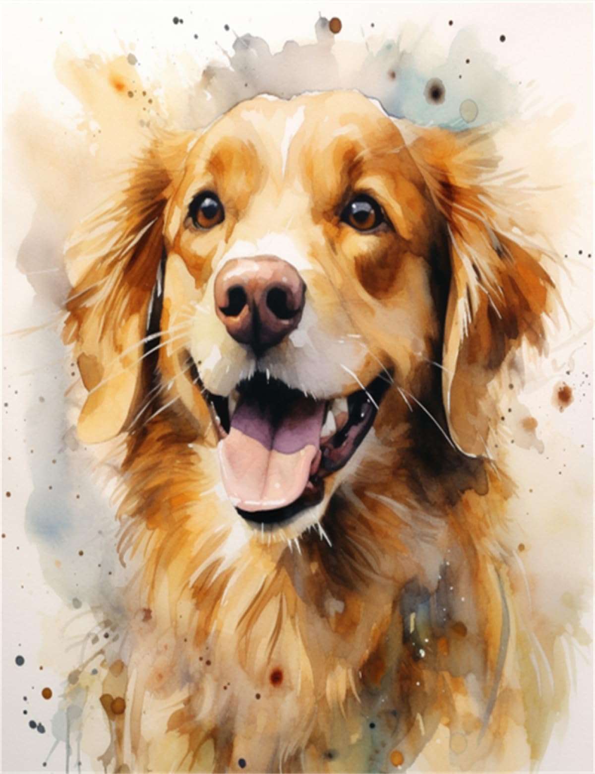 Rkflgew B 14Ct Animal Printed Cross Stitch Kits Watercolor Golden Retriever Cross-Stitch Kits For Eginner Or Adults，Diy Easy Counted Cross Stitch Kit 30X40cm