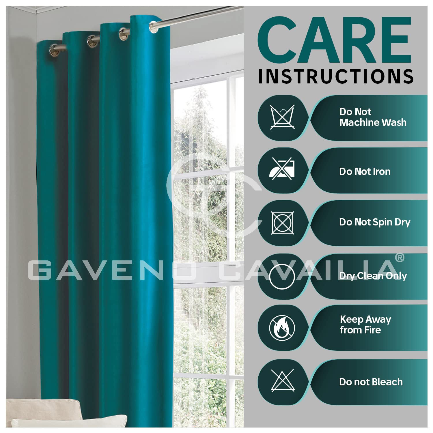 GC GAVENO CAVAILIA Eyelet Top Blackout Curtains Large Door Thermal Insulated Panels For Bedroom/Living Room, Dark Teal, 66X90 Inch - Image 4