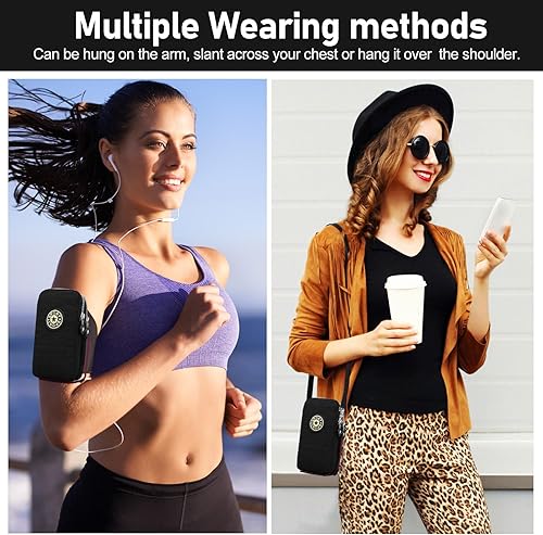 Miniatura 2 de Soporte para brazaletes para teléfono celular, bolsa pequeña cruzada con cremallera para teléfono celular, con banda para el brazo, uso para correr,
