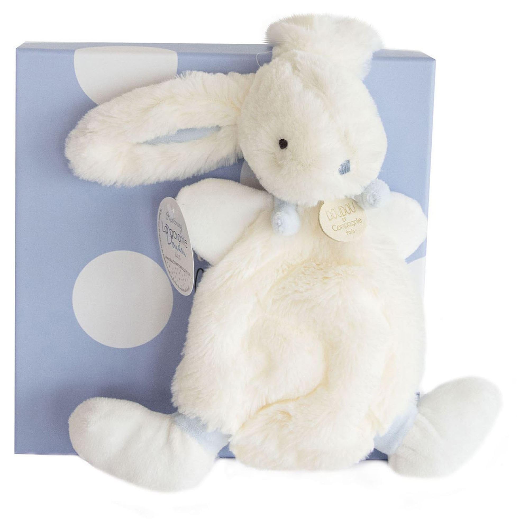 Doudou Et Compagnie - Doudou Lapin Bonbon - Boite Cadeau - Bleu - 26 Cm - Doux - Idée Cadeau De Naissance Fille Et Garçon - Garantie Doudou Perdu - DC2121