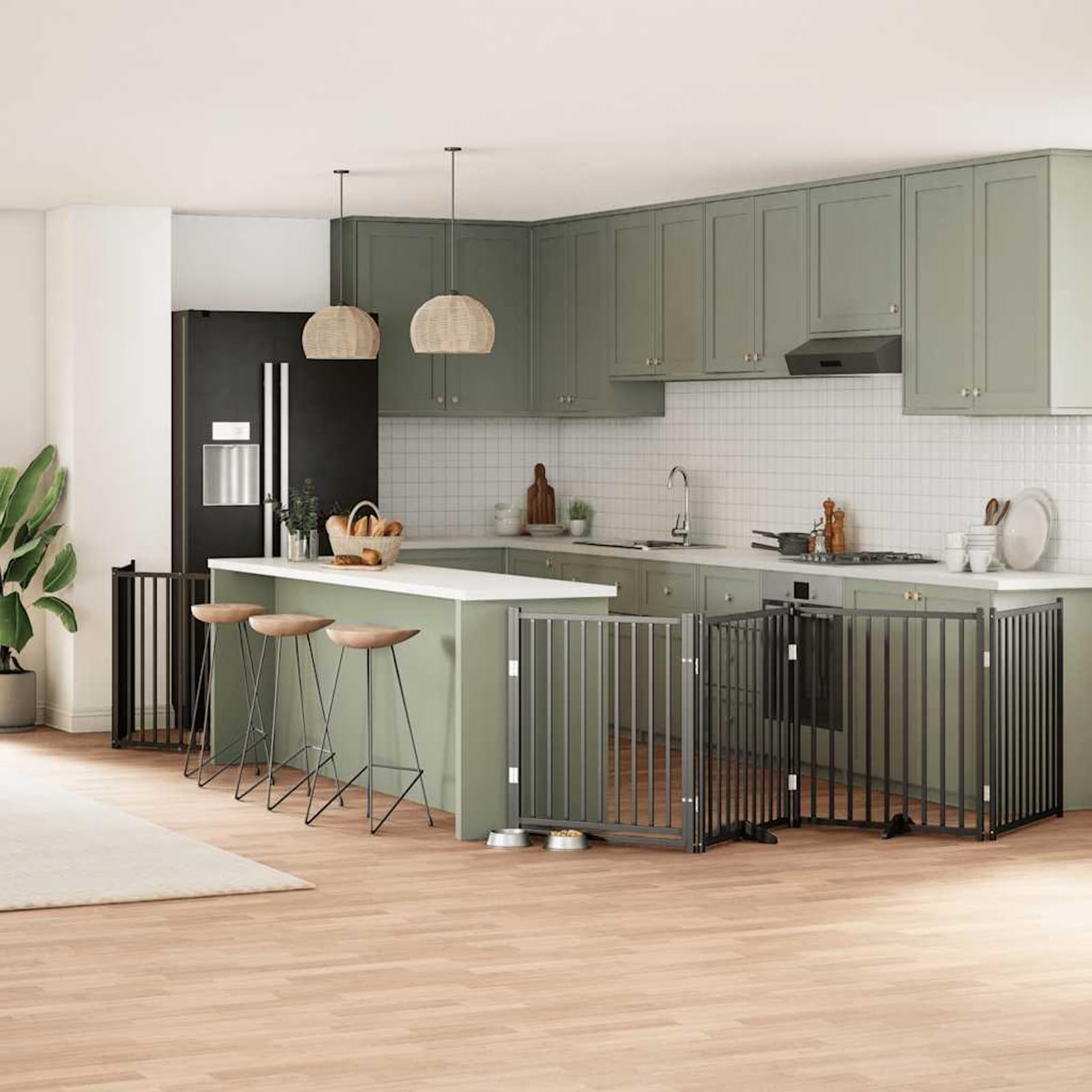 Tidyard 10-TLG. Hundetor mit Tür Faltbar Schwarz 800 cm Pappelholz, Modulares Haustiertor für Zimmer Durchgänge Korridore für Kleintiere wie Hunde Katzen Welpen3155743