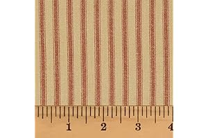 JCS Primitive Red & Tea Dye Ticking Stripe Homespun Cotton Fabric -...