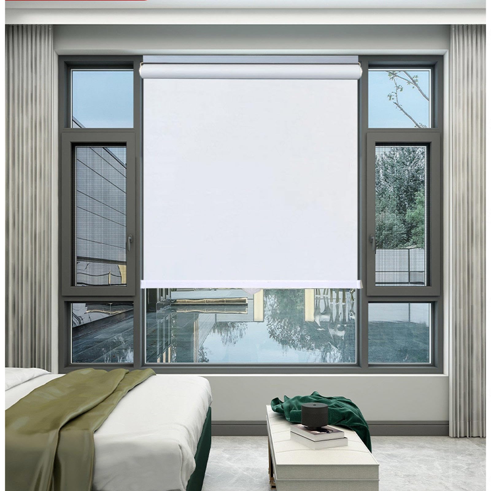 Blackout Roller Blinds 35/50/75/90/115/130cm, 99% Uv-resistant Blackout Curtains, Window Roller Shades, Privacy Blinds, Sunshade Roller Blinds No Drilling,white-32x125cm/13 * 49in
