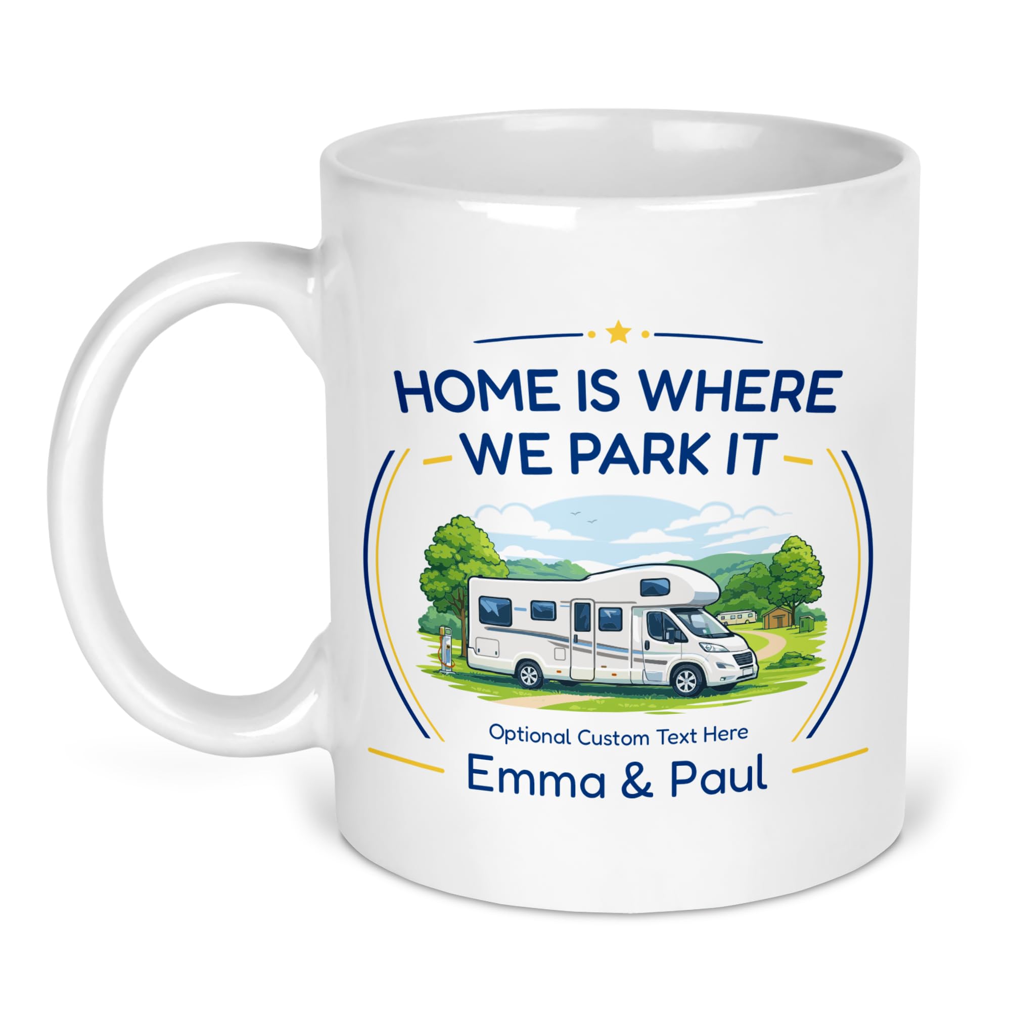 Chicken Craft Personalised Motorhome Mug with Name - Overcab Home is Where We Park It Camping Gift for Him and Her