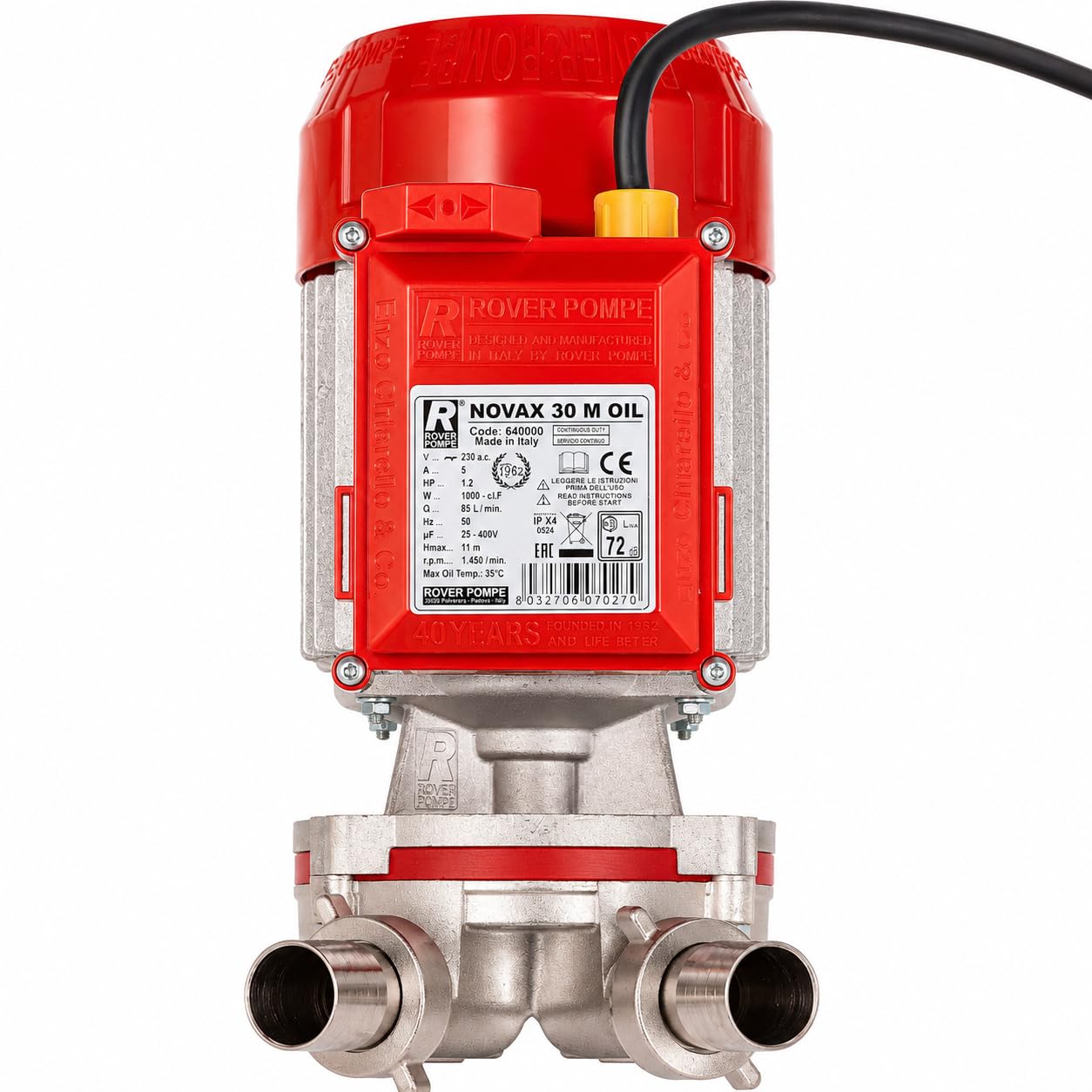 ROVER POMPE 640000 ELETTROPOMPA TRASIEGO OLIO NOVAX 30M Oil, 1000 W, 230 V, 310 x 150 x 210 MM
