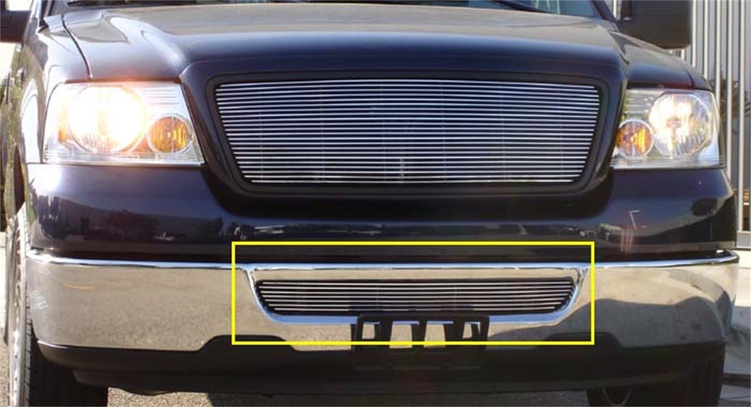 T-Rex 25555 Horizontal Aluminum Polished Finish Billet Bumper Grille Bolt-on for Lincoln Mark LT