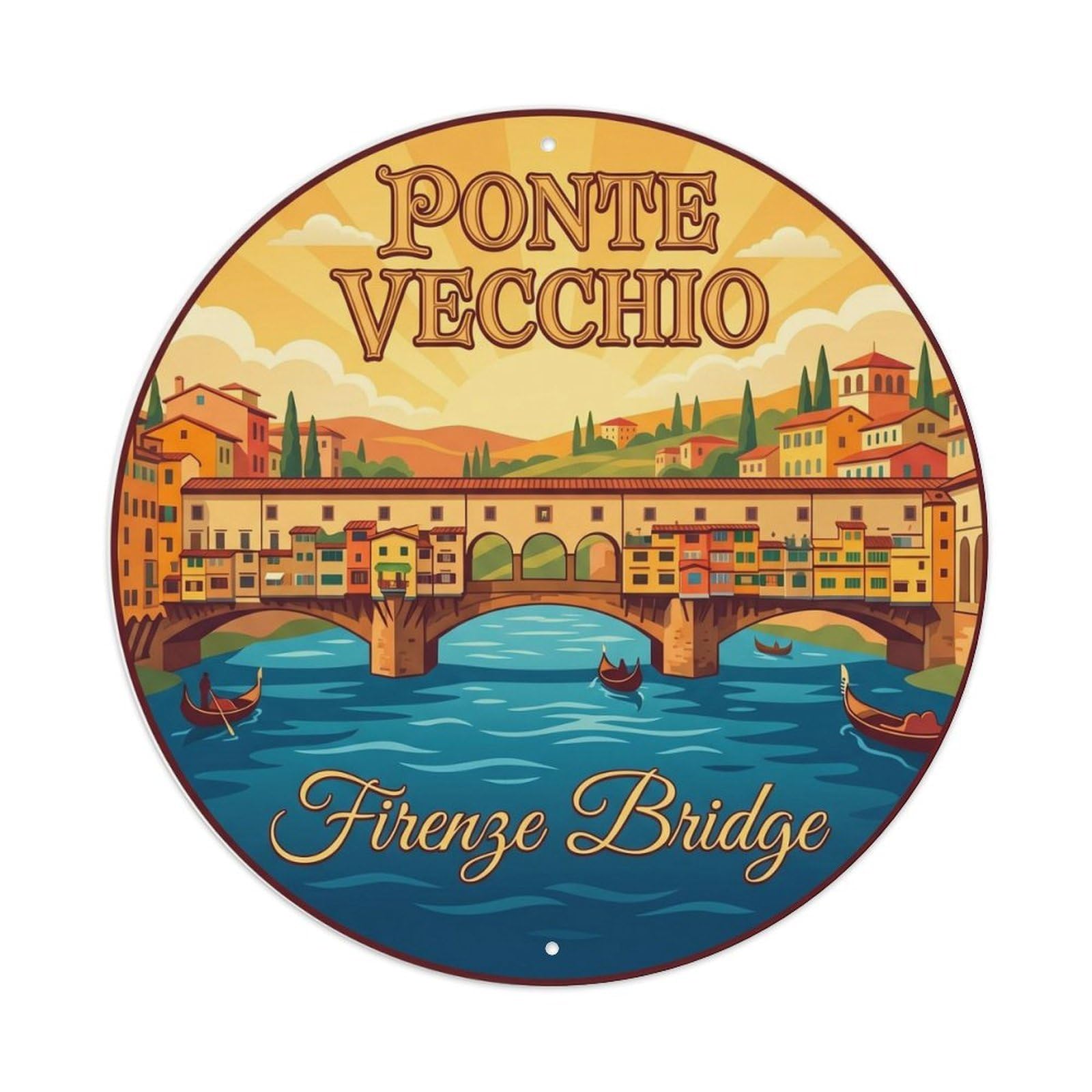 Fqnyr Style Vintage Travel Ponte Vecchio Italy Metal Tin Sign
