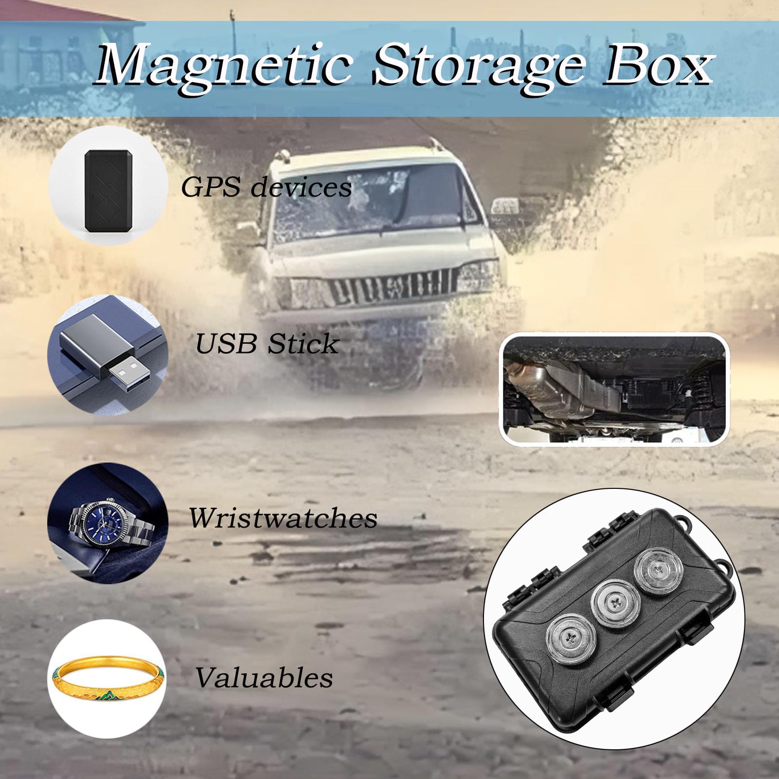 Magnetic Key Box for Under Car Hide a Key Outside Hidden Safe Stash Box with 3 Strong Neodymium Magnets Durable Hard Shell Design Perfect for Outdoor Storage of Small Items - Image 2