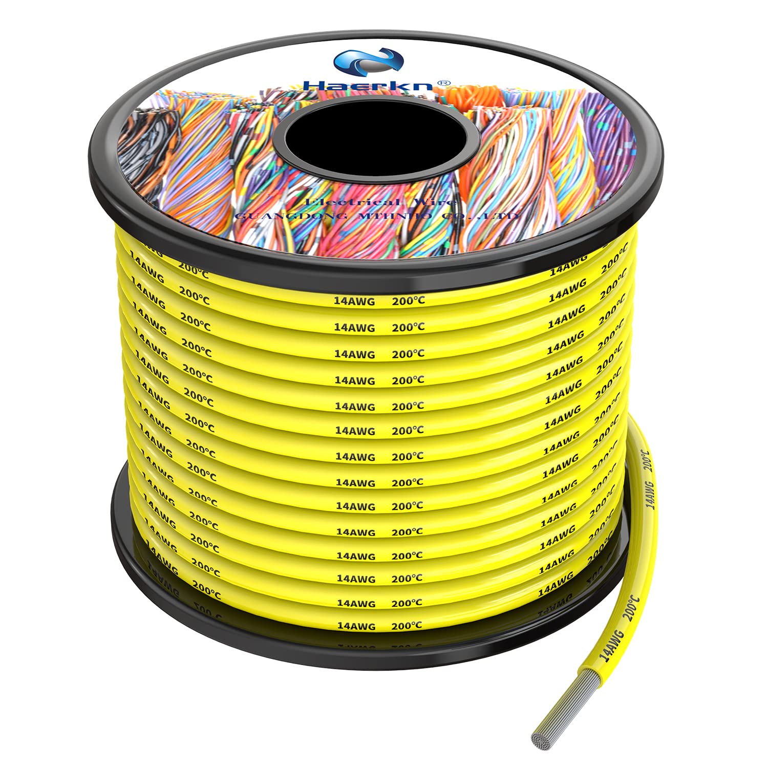 14awg Silicone Electrical Wire Cable 30ft Yellow 14 Gauge Hookup Wires kit Stranded Tinned Copper Wire Flexible and Soft High Temperature Resistance