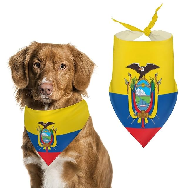 Foto 7 de 8 de Pañuelo Bandana Triangular con la Bandera de Ecuador para Mascotas. Babero Elegante. Ideal para Gatos…