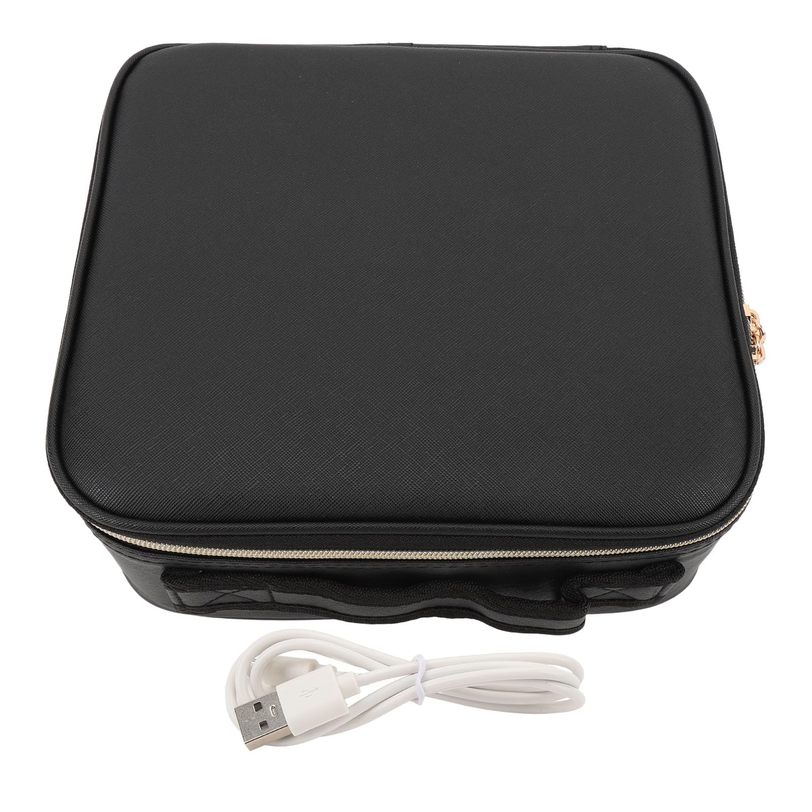 Reise-Make-up-Tasche mit LED-beleuchtetem Spiegel,Make-up-Etui, Reise-Kosmetiktaschen, Pinsel-Organizer,Aufbewahrungsbox mit Spiegel mit 3Farblichtern und Verstellbaren Trennwänden