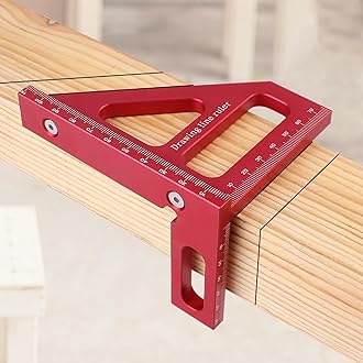 3D Multi-Angle Measuring Ruler, 45/90 Degree Aluminum Alloy Woodworking Square Protractor, Drawing Line, Miter Triangle High Precision Layout Tool for Engineer Carpenter