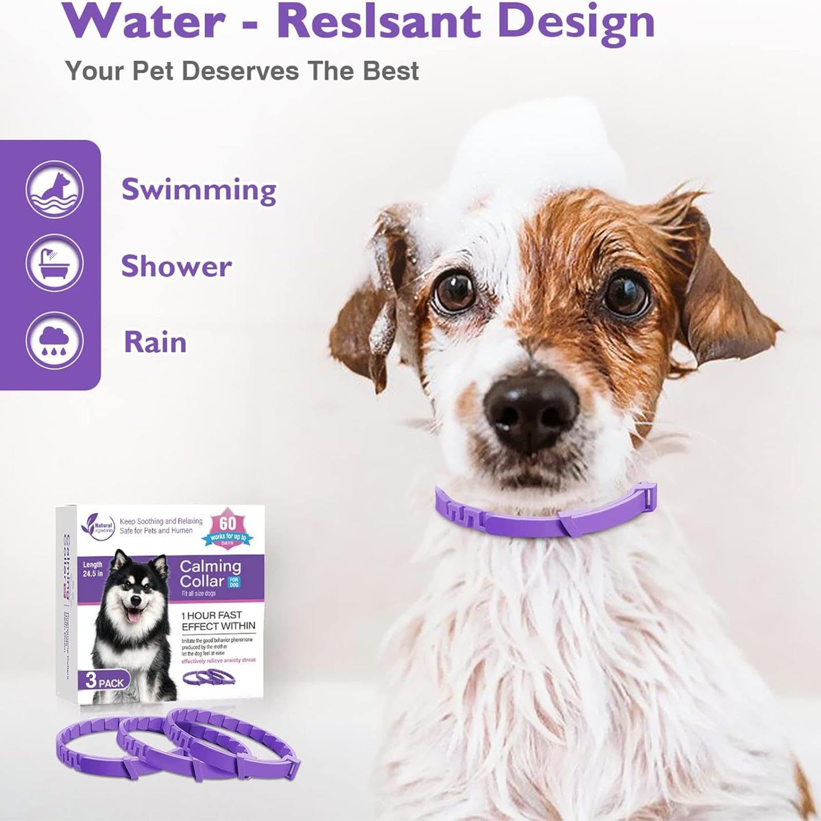 Pheromon-Halsbnder fr Hunde, lindert schlechtes Verhalten, hlt 60 Tage,  beruhigendes Hundehalsband fr alle kleinen, mittleren und groen Hunde :  ...